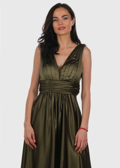 Alisanne khaki long evening dress