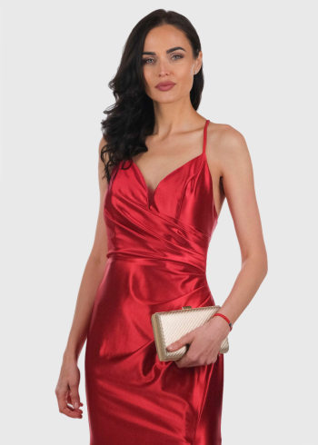 Arna red split hem evening dress