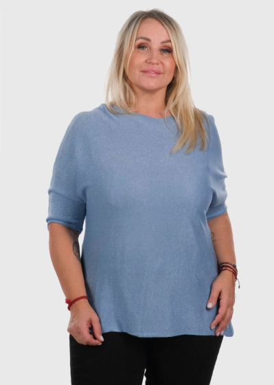 Airida Plus Size light blue three quarter sleeve sweater