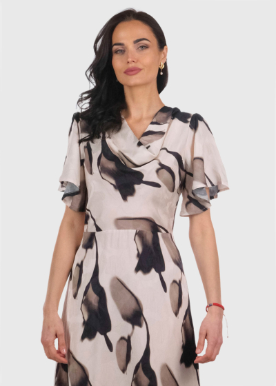 Alora beige long dress in print
