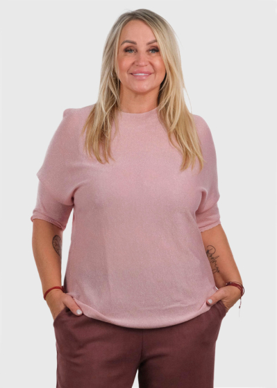Airida Plus Size pink three quarter sleeve sweater