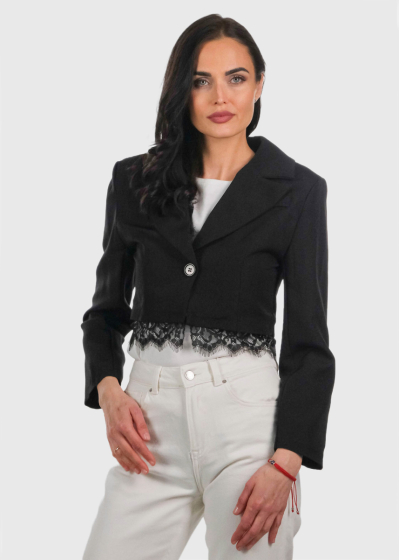 Busana black blazer with lace inserts