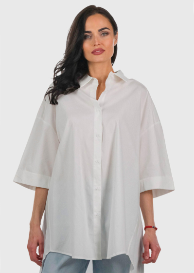 Aliesia balts krekls ar asimetrisku malu 