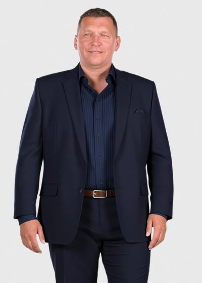 Benazir Lielo izmēru tumši zils klasisks uzvalks ar vilnu