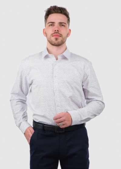Regular Fit white printed shirt