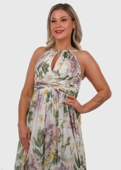 Didem long floral printed evening dress