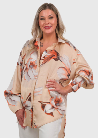 Darielle beige floral printed blouse