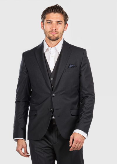 Chaman Slim Fit black woolen suit