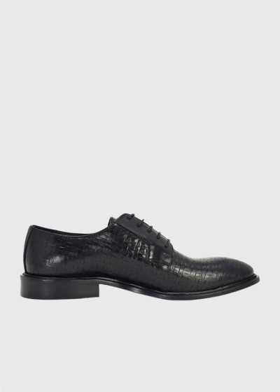 Black leather lace-up shoes