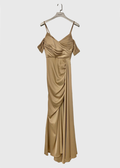 Pastora beige cami strap evening dress