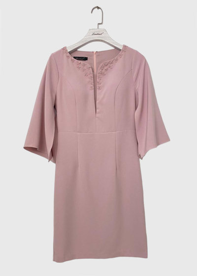 Zulfiya Plus Size pink three quarter sleeve evening dress