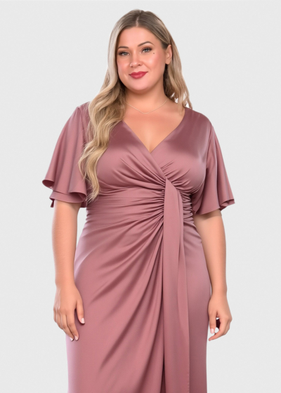 Visola Plus Size pink long evening dress