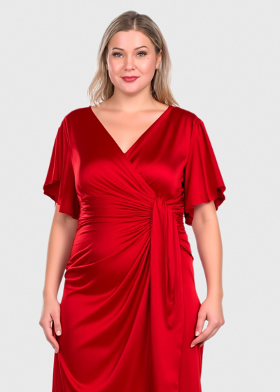 Visola Plus Size red long evening dress
