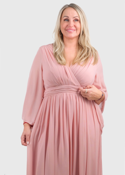 Isana Plus Size light pink long evening dress