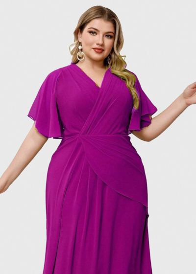 Iseula Plus Size pink long evening dress