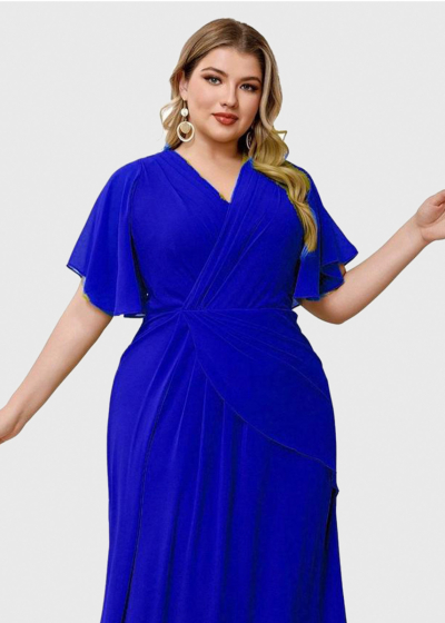 Iseula Plus Size blue long evening dress