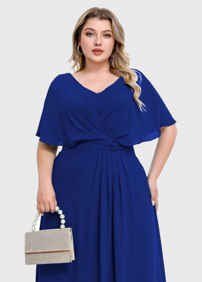 Ingigerd Plus Size dark blue long evening dress