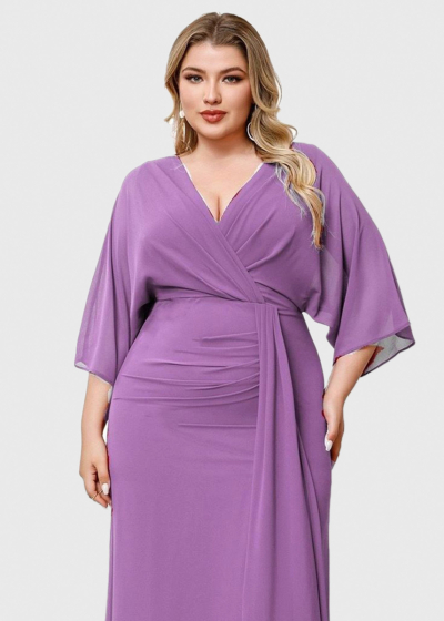 Joanna Plus Size pink long evening dress