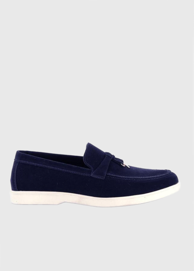 Jeren dark blue loafers with white soles