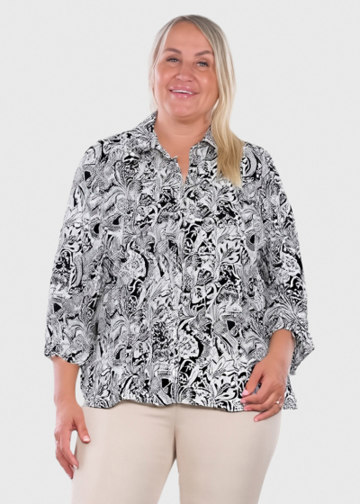 Kira Plus Size black printed blouse