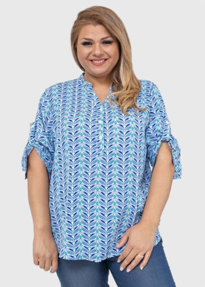 Katriona Plus Size blue printed blouse
