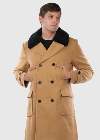 Orfeo light brown coat with pockets