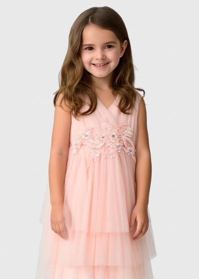 Corneliu light pink frill dress