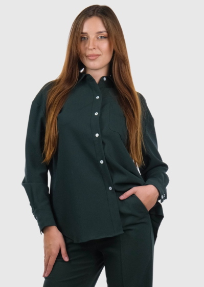 Emanuela dark green women's blouse with pocket