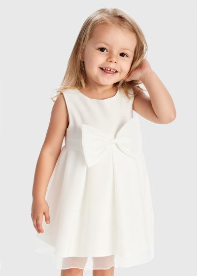 Kerri white dress with bow