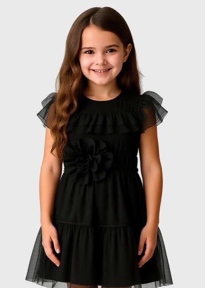 Katinka black belted dress