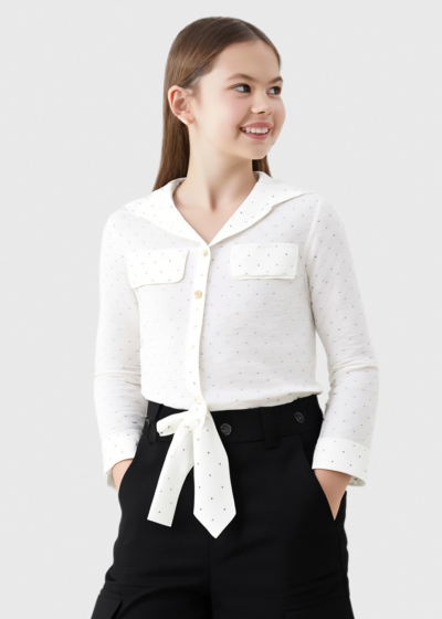 Liseli white blouse with rhinestones