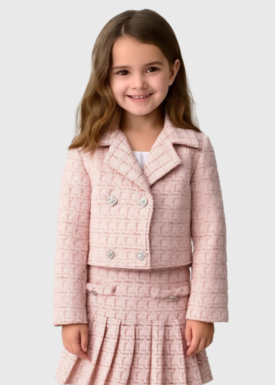 Luana pink suit with skirt