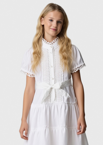 Kantana white dress with lace inserts