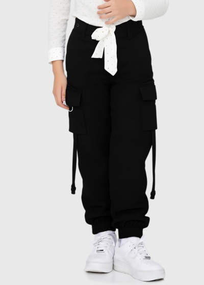Vetalina black joggers with patch pockets