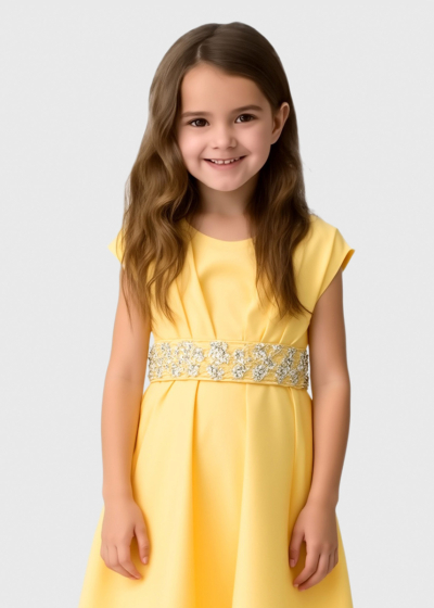 Kamilya yellow belted dress