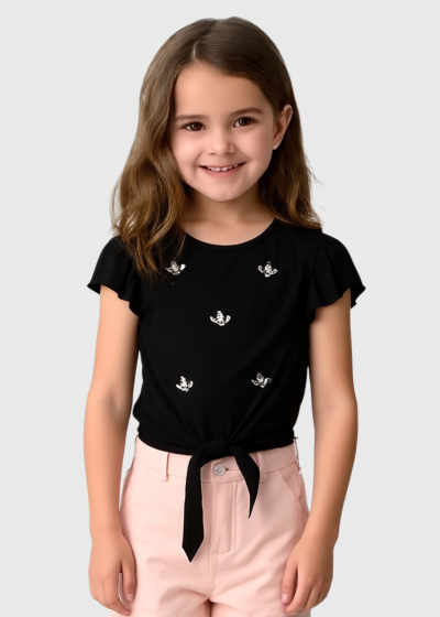 Sadie black blouse with ties