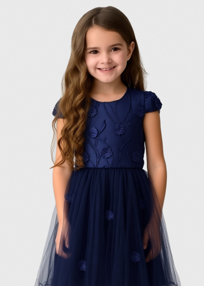 Lesta dark blue dress with embellished upper