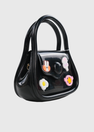 Zeynep black fold over bag 