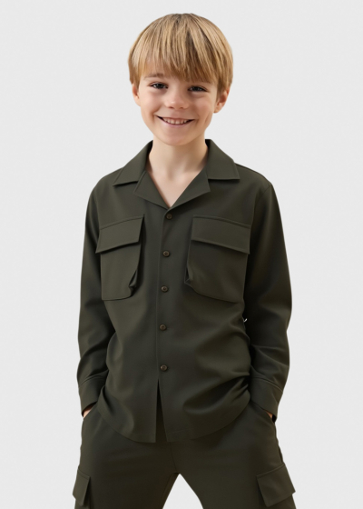 Chicho khaki suit with patch pockets