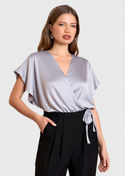 Violeta grey blouse with ties