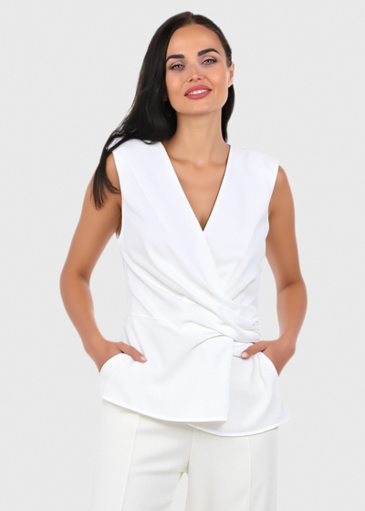 Vala white V-neck blouse