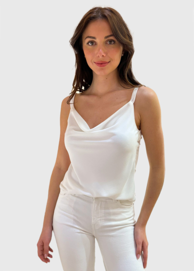 Vanita white thin shoulder straps top