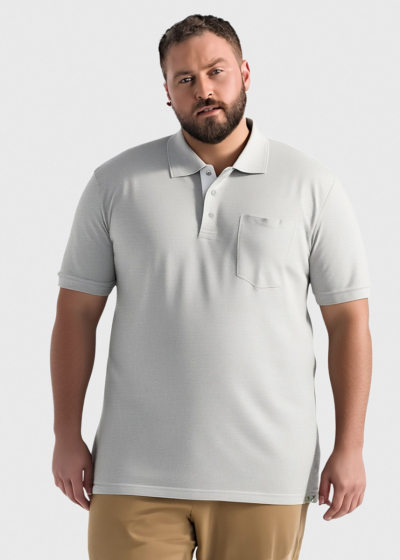 Rocco Plus Size grey men's Polo Shirt with pocket