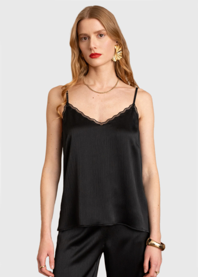 Esmina black thin shoulder straps top
