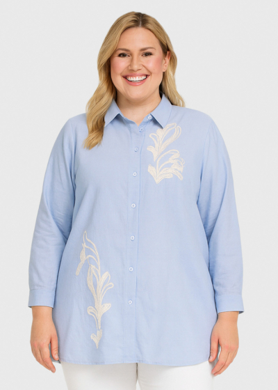 Tillen Plus Size light blue blouse with embroidery