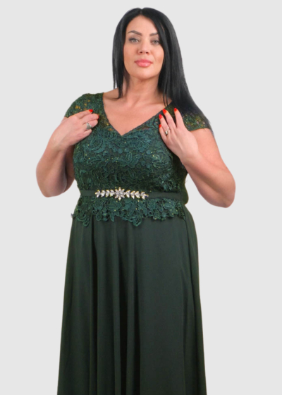 Ipek Plus Size evening dress with embellished upper