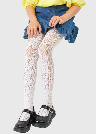 Aitana white floral printed tights