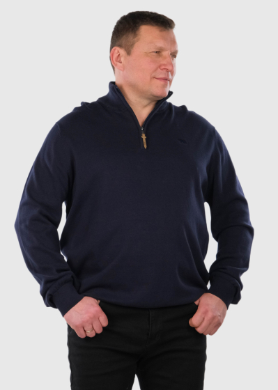 Manlio Plus Size dark blue men's zipped sweater
