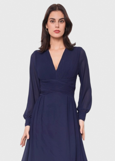 Stasis dark blue long evening dress