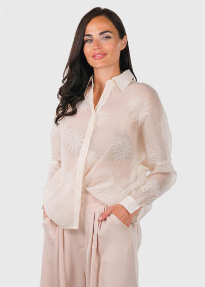 Ronel beige long sleeve blouse